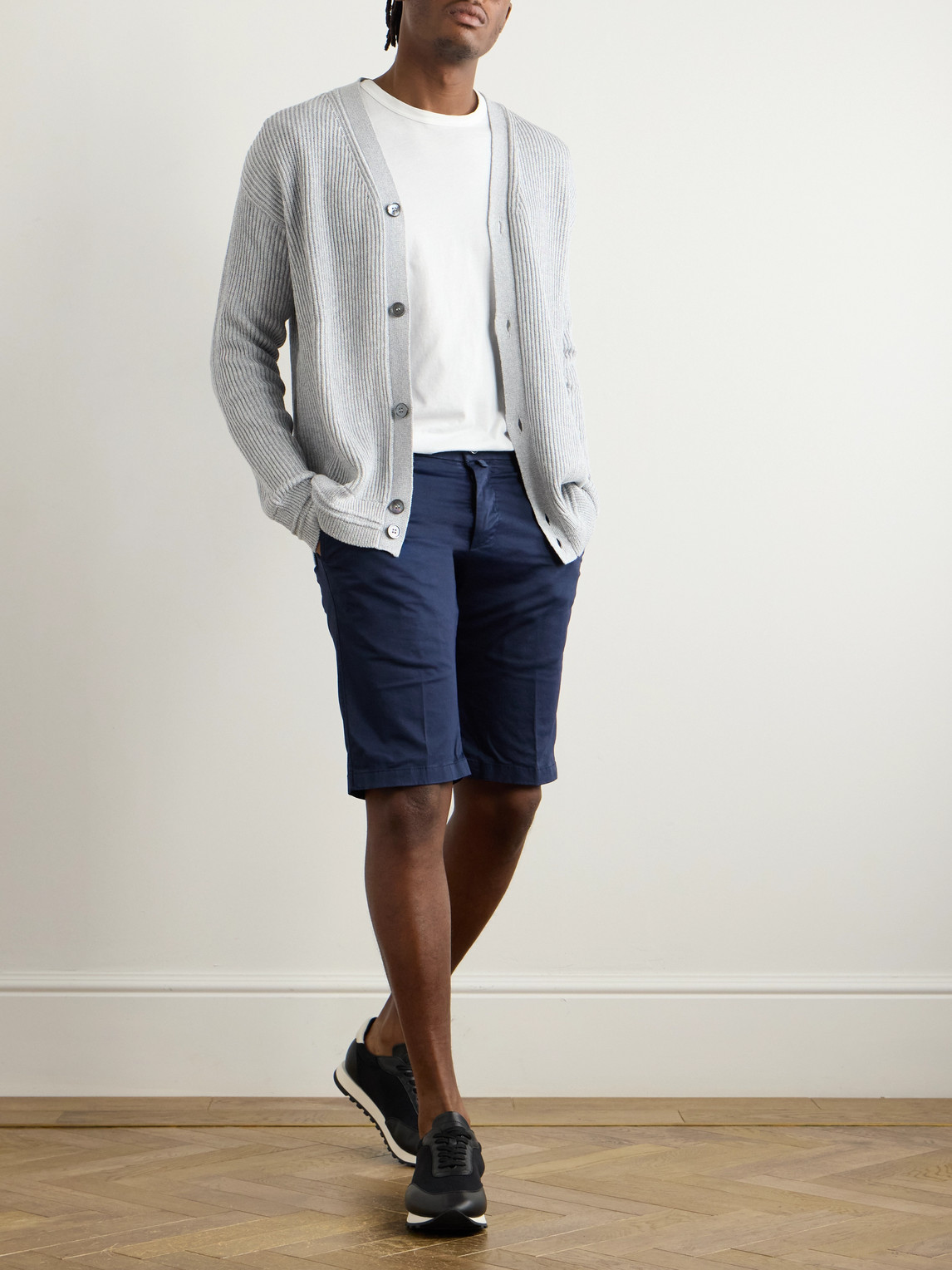 KITON STRAIGHT-LEG STRETCH-COTTON SHORTS
