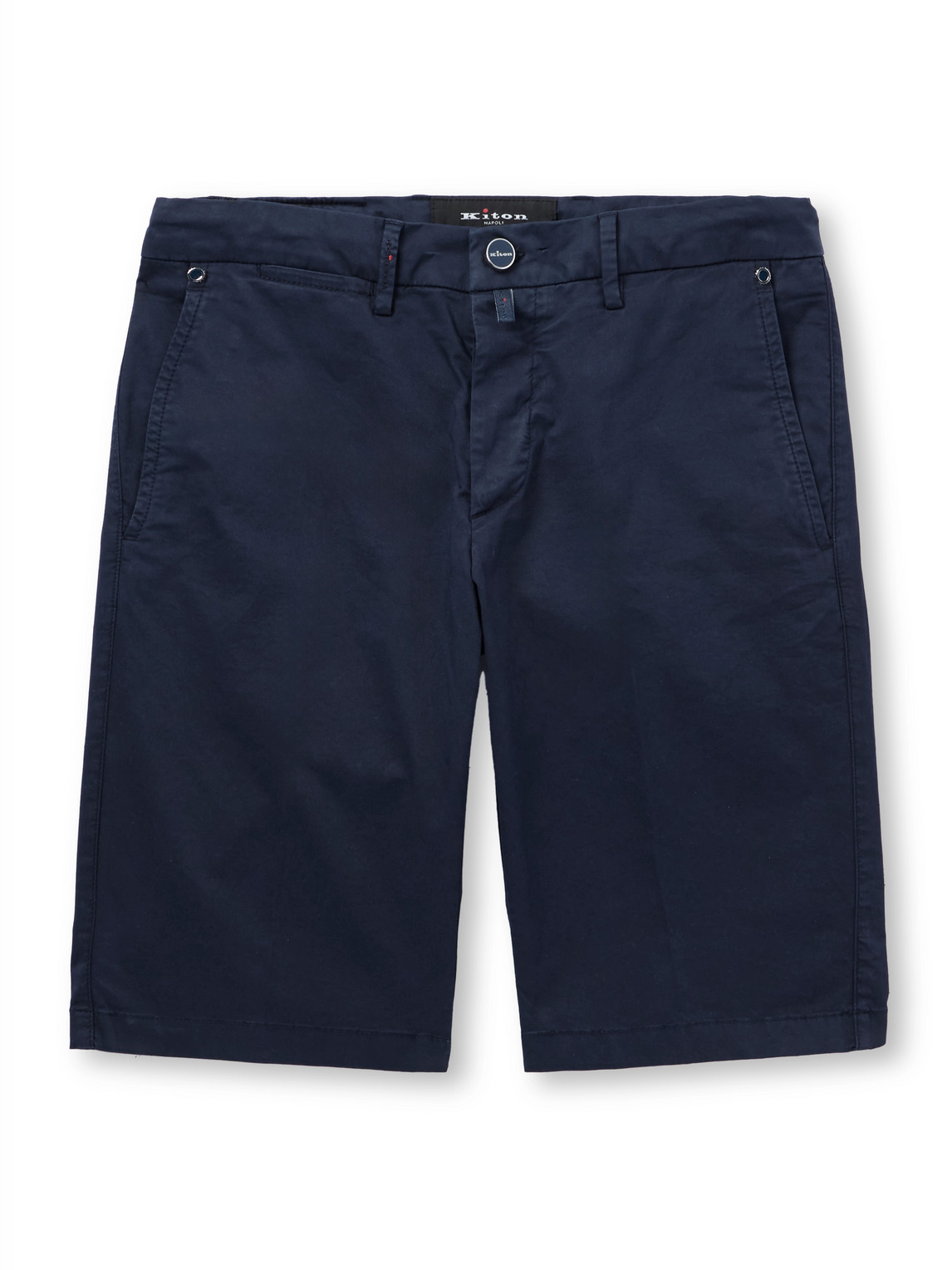 Kiton Straight-leg Stretch-cotton Shorts In Blue