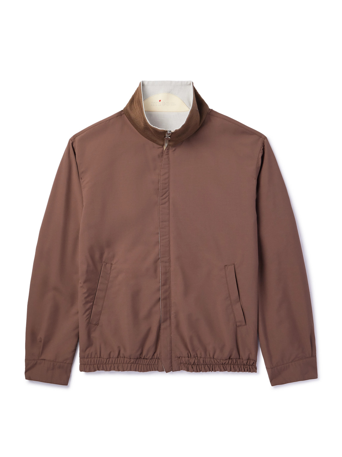 Kiton Linen, Wool And Silk-blend Harrington Jacket In Brown