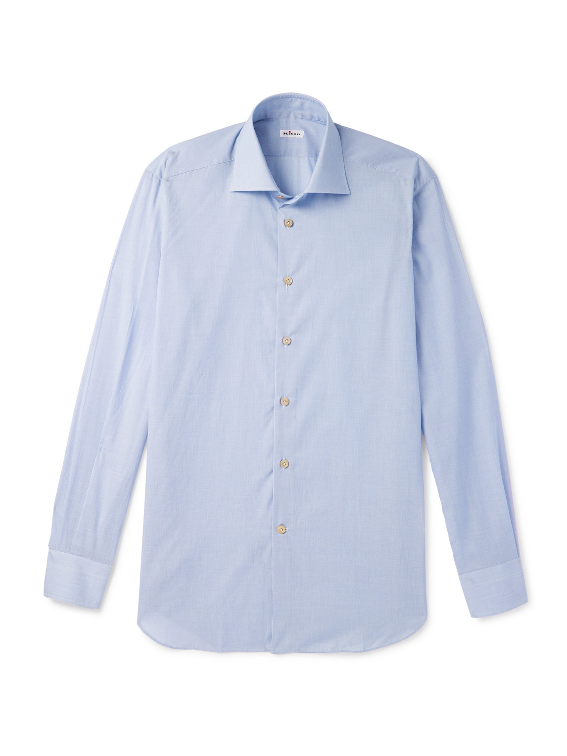 Kiton Slim-fit Striped Cotton Shirt In Blue