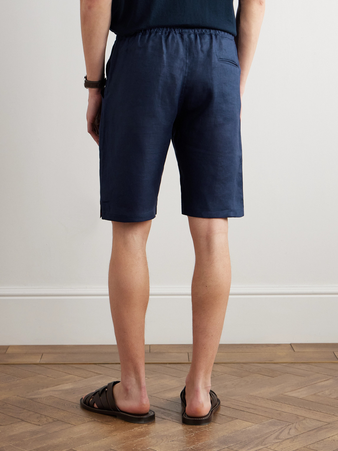 KITON STRAIGHT-LEG LINEN DRAWSTRING SHORTS