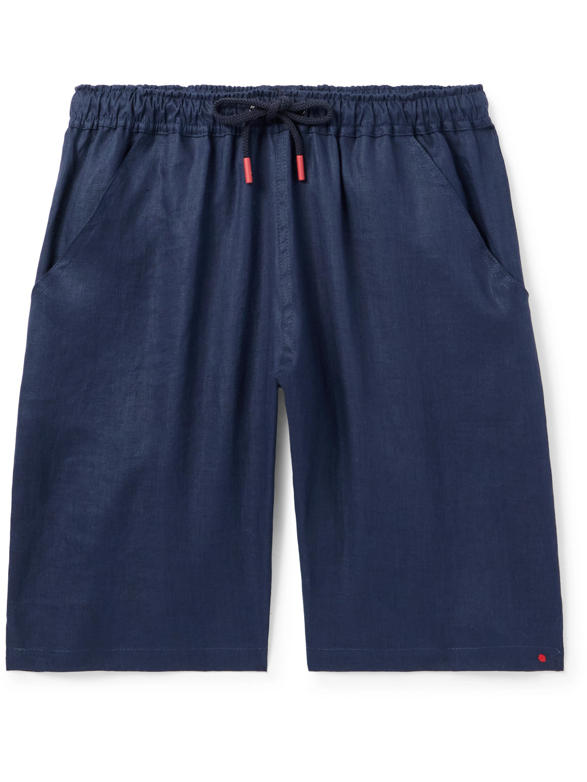 Kiton Straight-leg Linen Drawstring Shorts In Blue