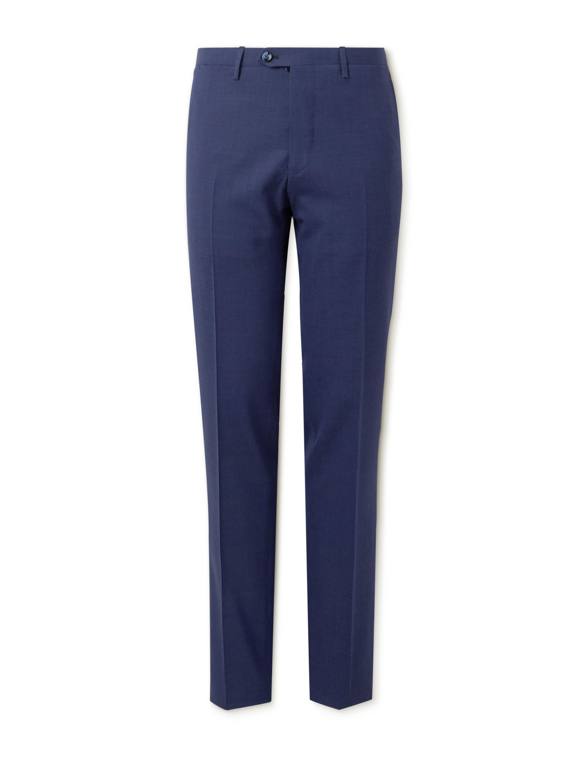 Kiton Tapered Virgin Wool Suit Trousers In Blue