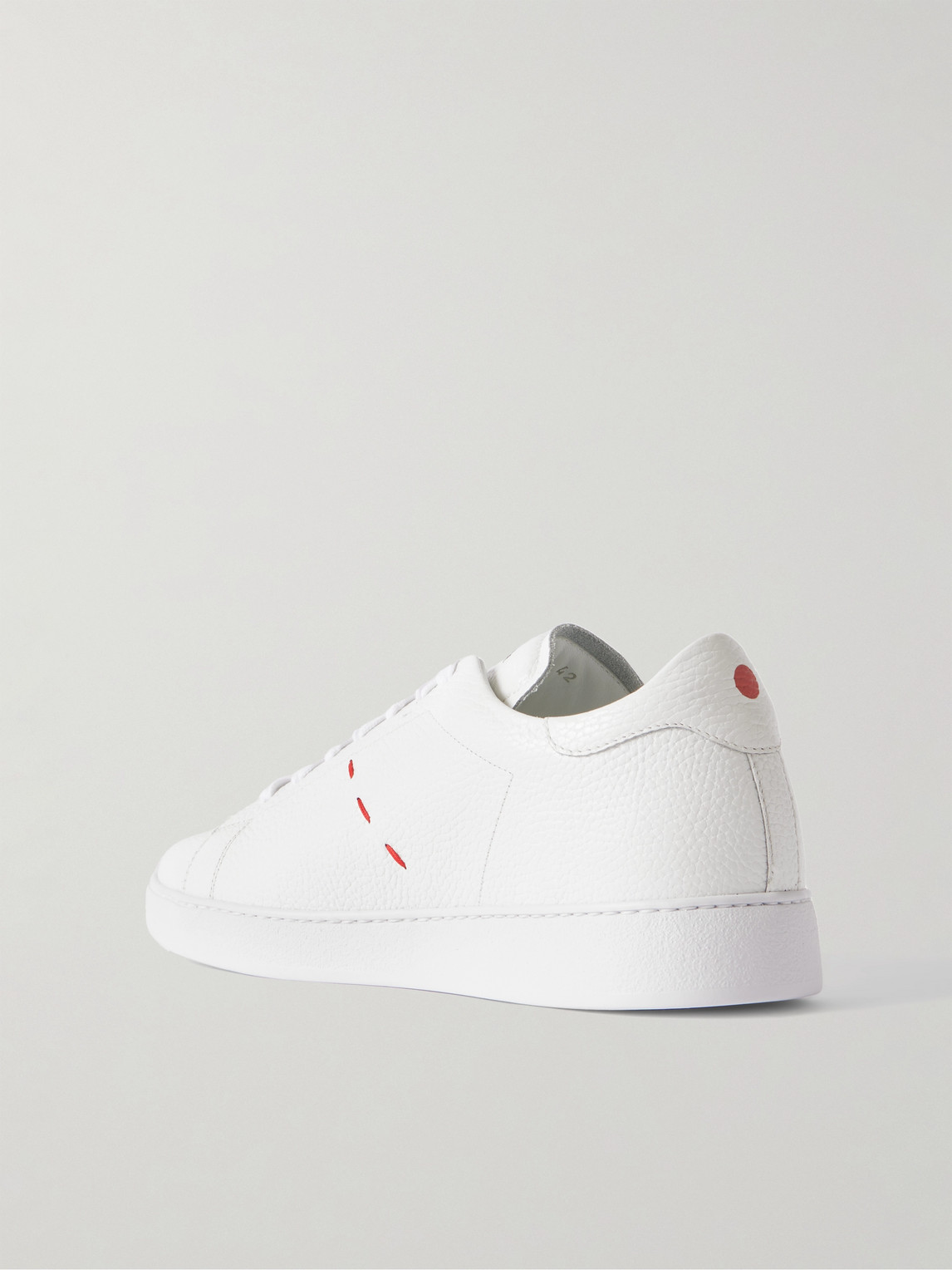 Kiton Embroidered Full-grain Leather Sneakers In White