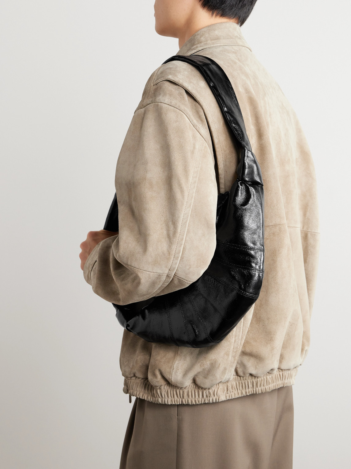 Lemaire Croissant Small Coated-cotton Messenger Bag In Black