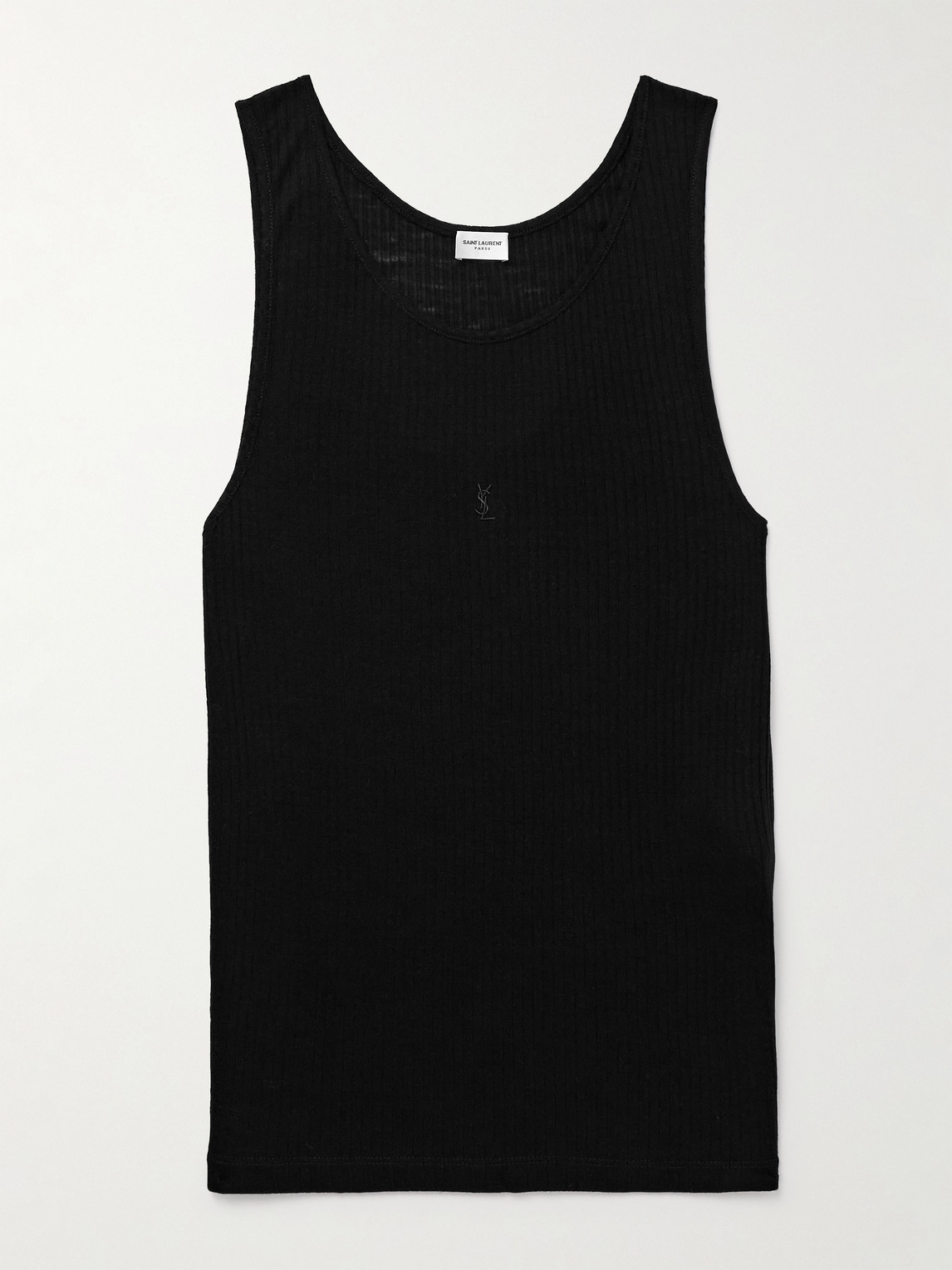Saint Laurent Cassandre Ribbed Logo-Embroidered Wool Tank Top - Men