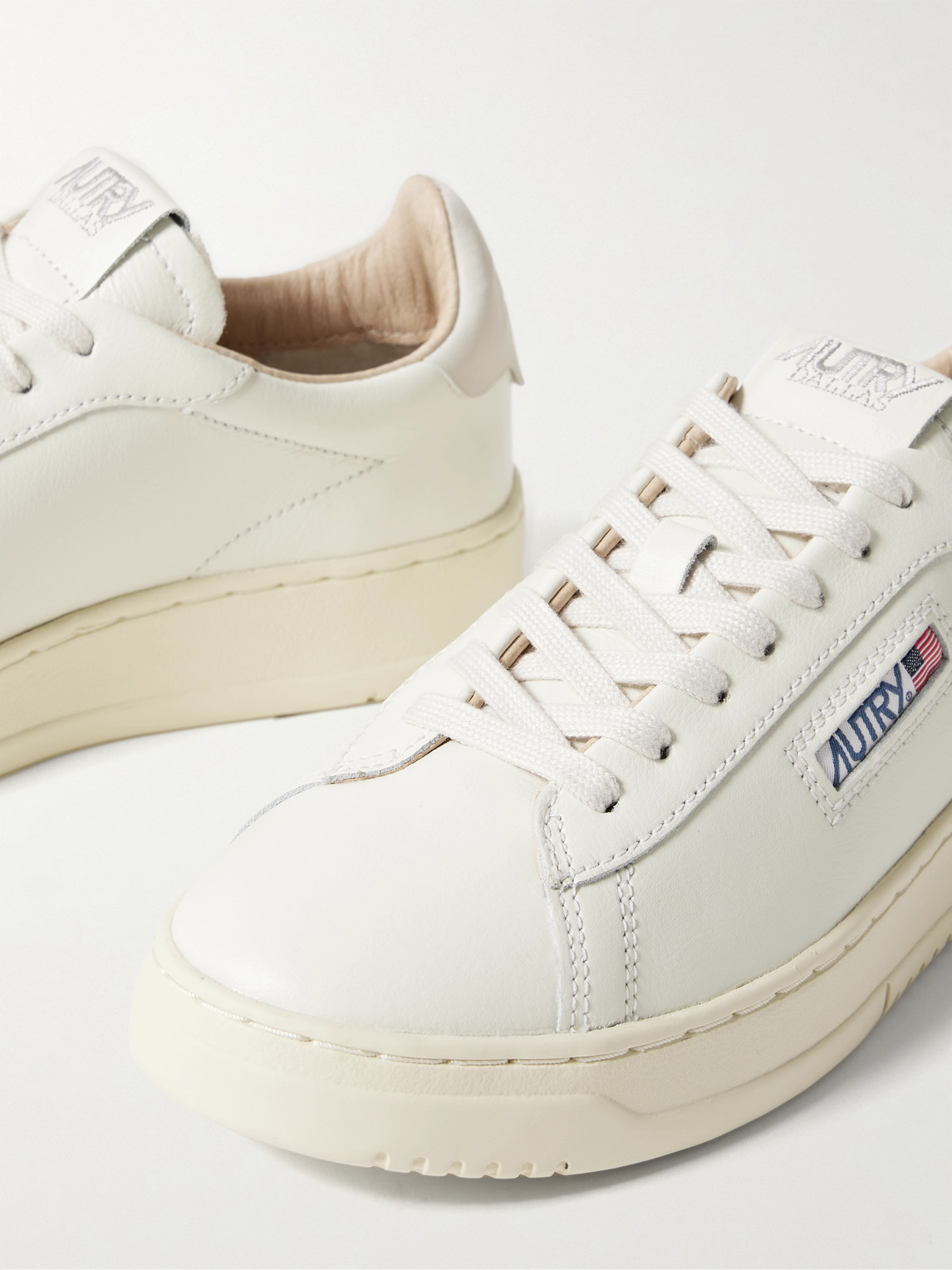 Autry Dallas Nubuck-trimmed Leather Sneakers In White