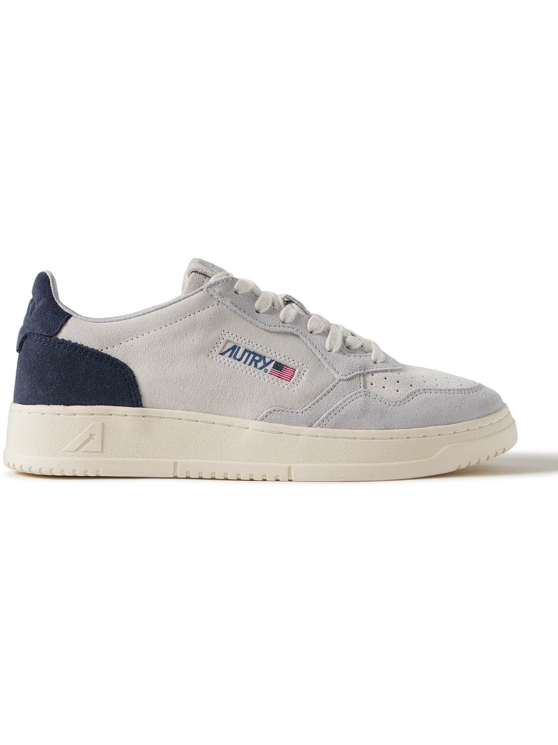Autry Medalist Low Blue Sneaker With Contrasting Back Patch In Leather And Suede Man In Blue