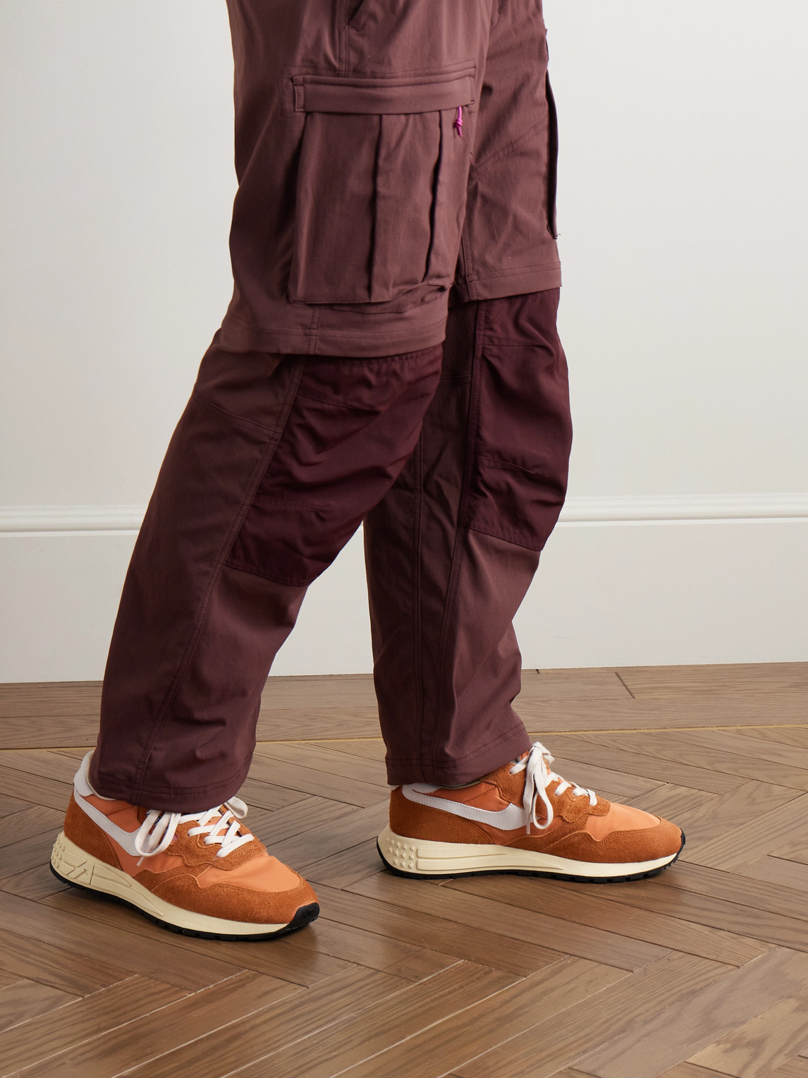 Autry Reelwind Low Suede And Shell Sneakers In Orange