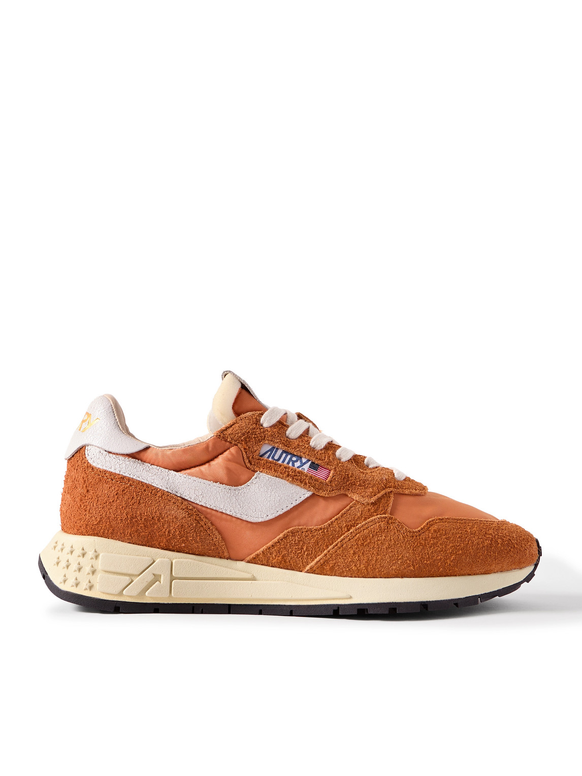 Autry Reelwind Low Suede And Shell Sneakers In Orange