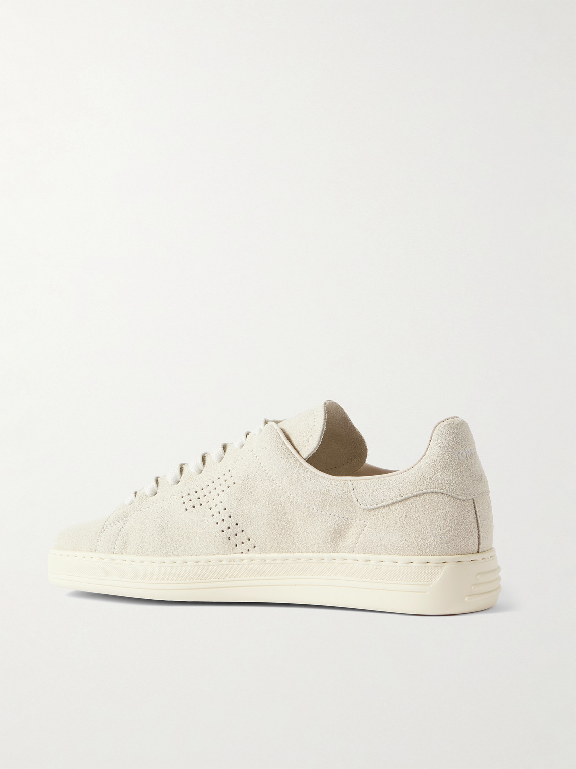 Tom Ford Leather Warwick Sneakers Rubber Sole Perforated Detailing In Neutrals