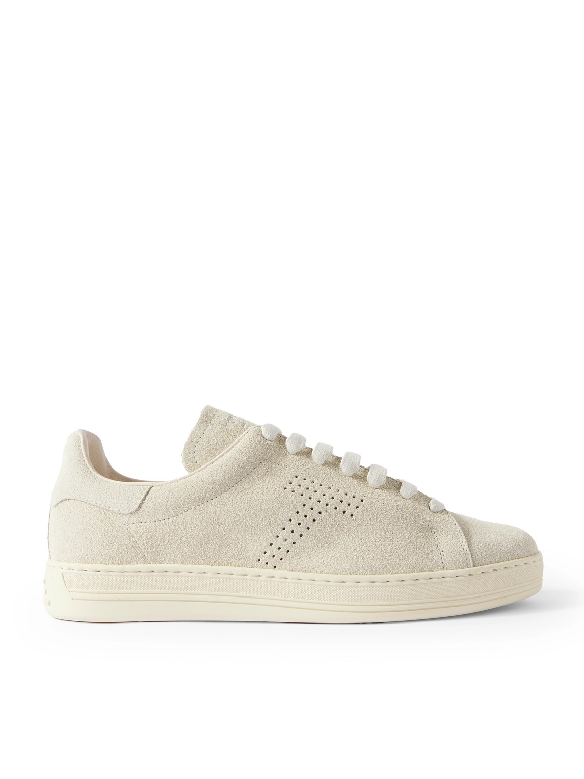 Tom Ford Leather Warwick Sneakers Rubber Sole Perforated Detailing In Neutrals