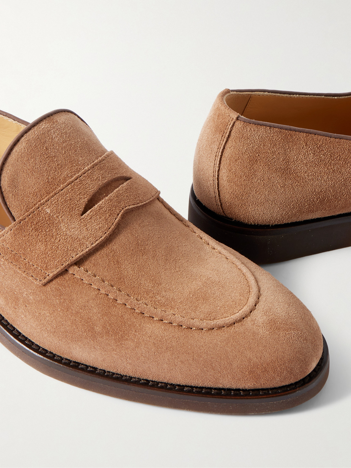 Brunello Cucinelli Suede Penny Loafer In Brown