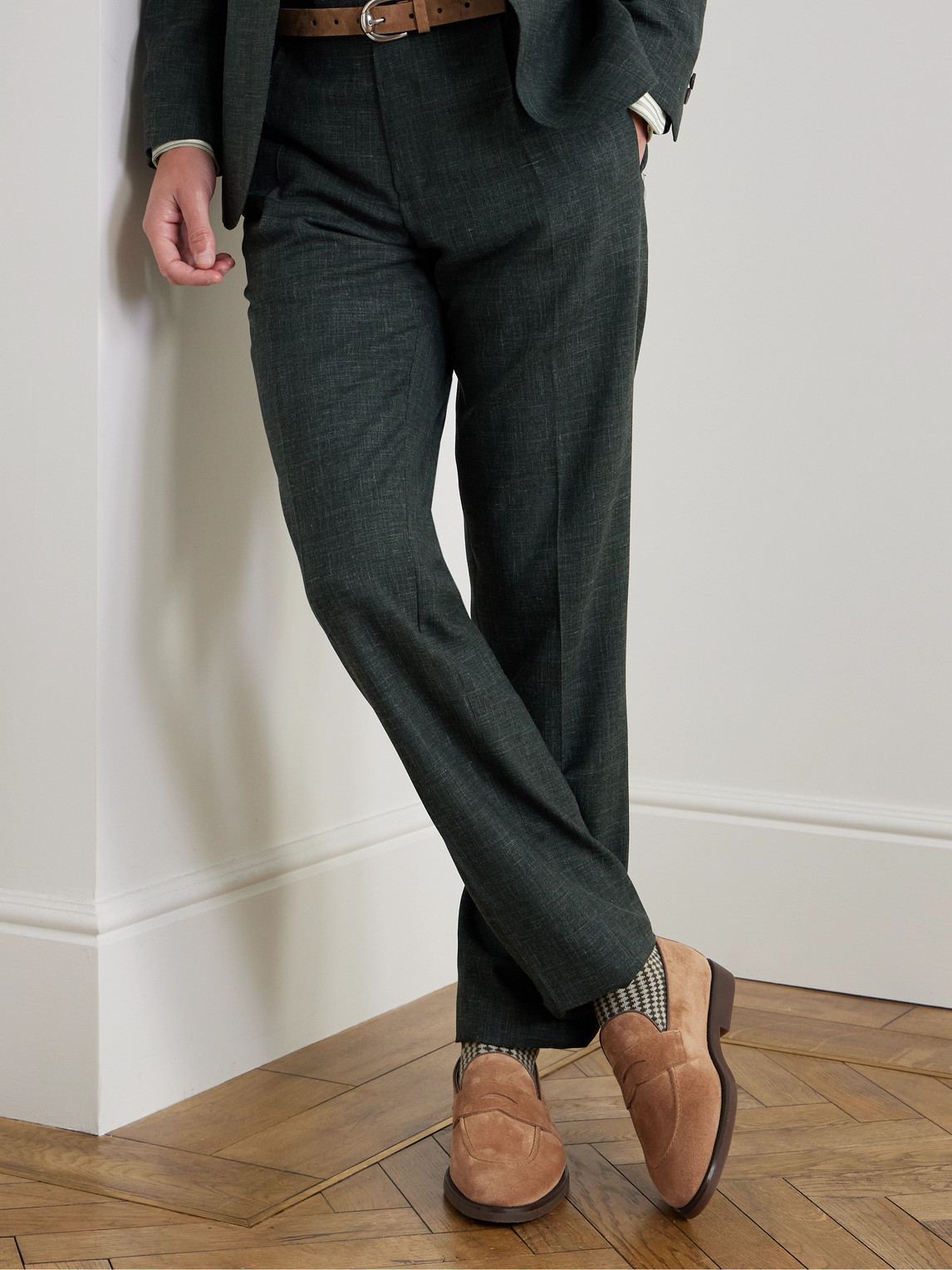 Brunello Cucinelli Suede Penny Loafer In Brown