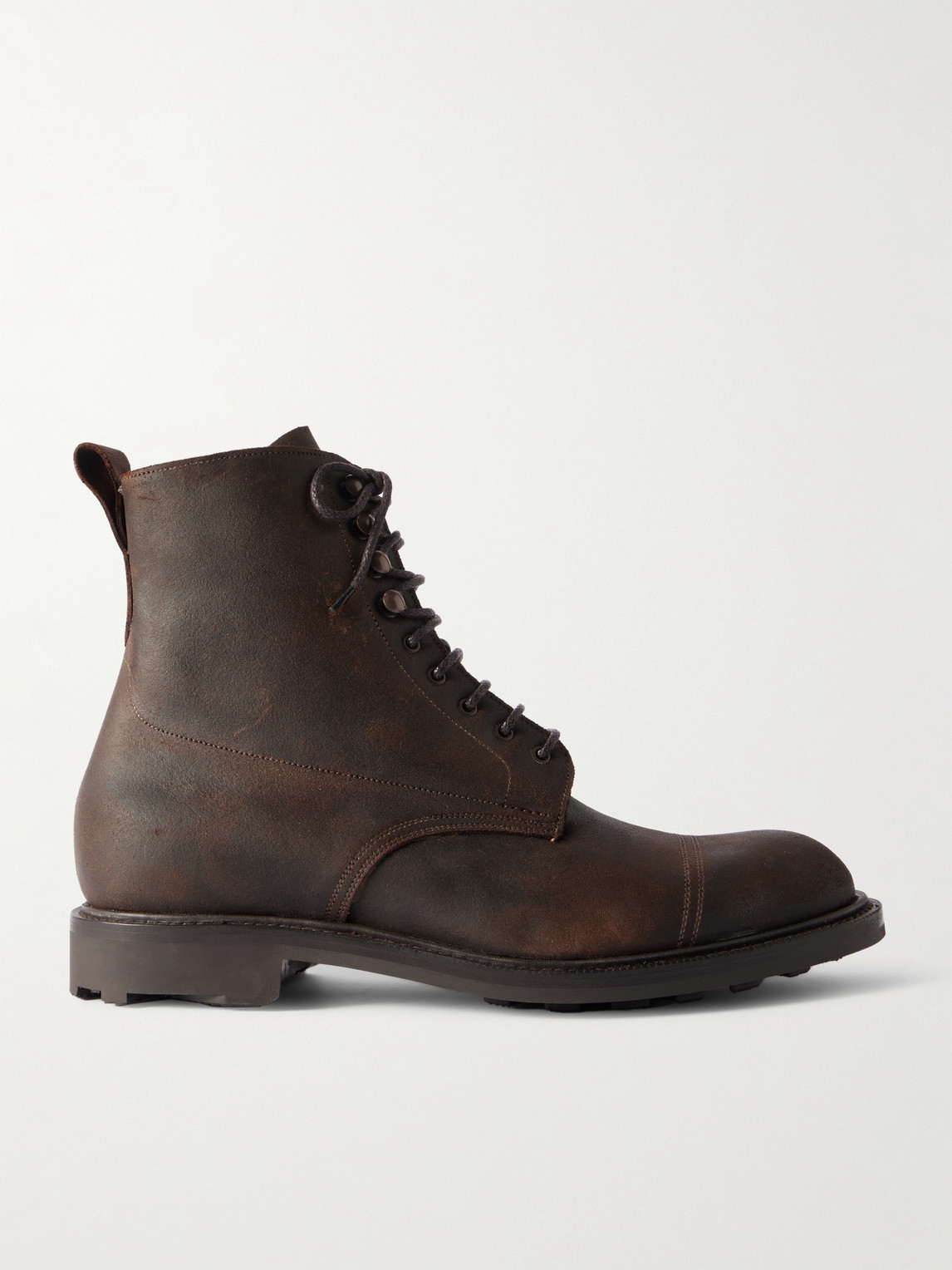 Edward Green Ambleside Waxed-suede Boots In Brown