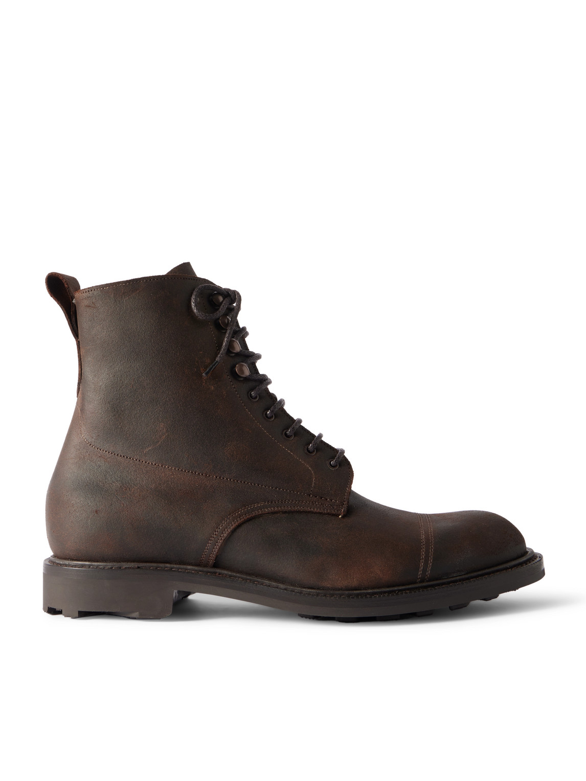 Edward Green Ambleside Waxed-suede Boots In Brown