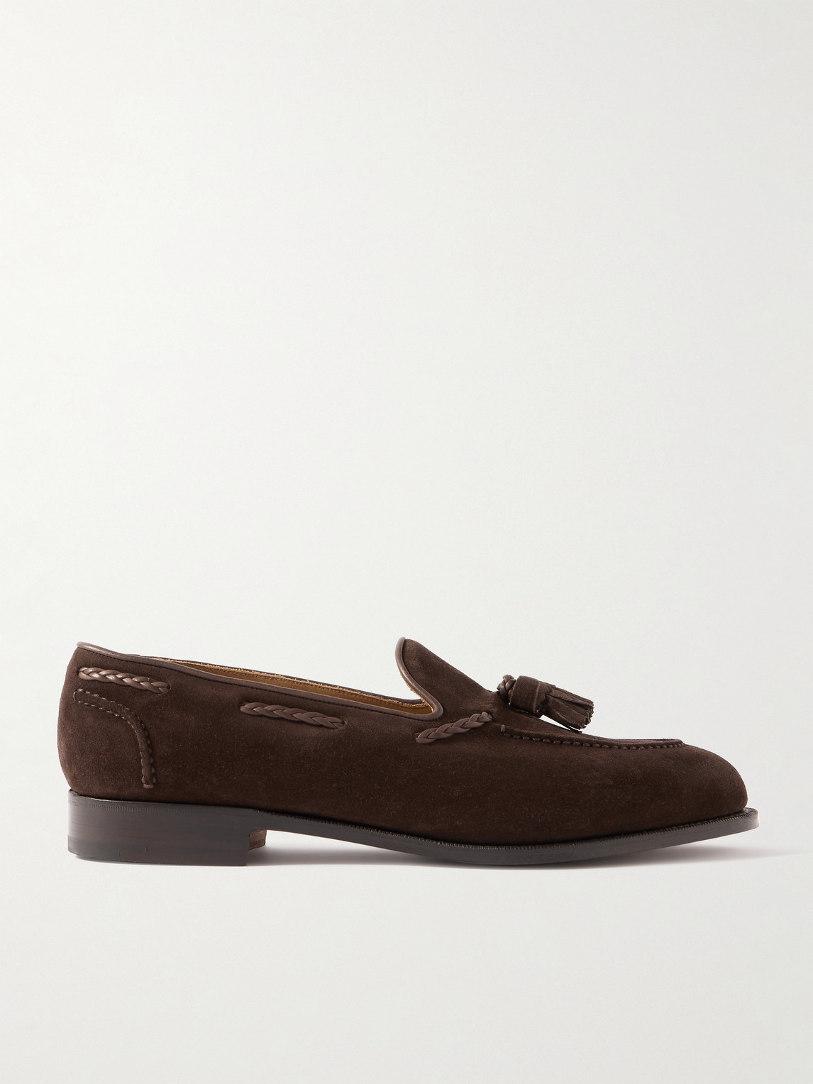 Edward Green Belgravia Tasseled Leather-Trimmed Suede Loafers - Men