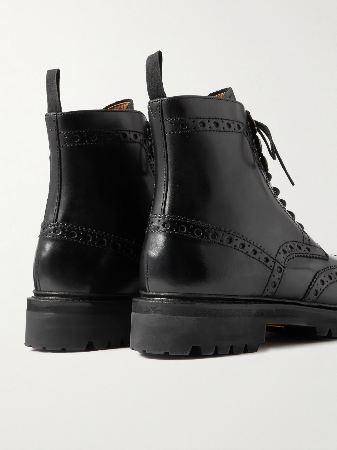 Shop Grenson Fred Leather Brogue Boots In Black