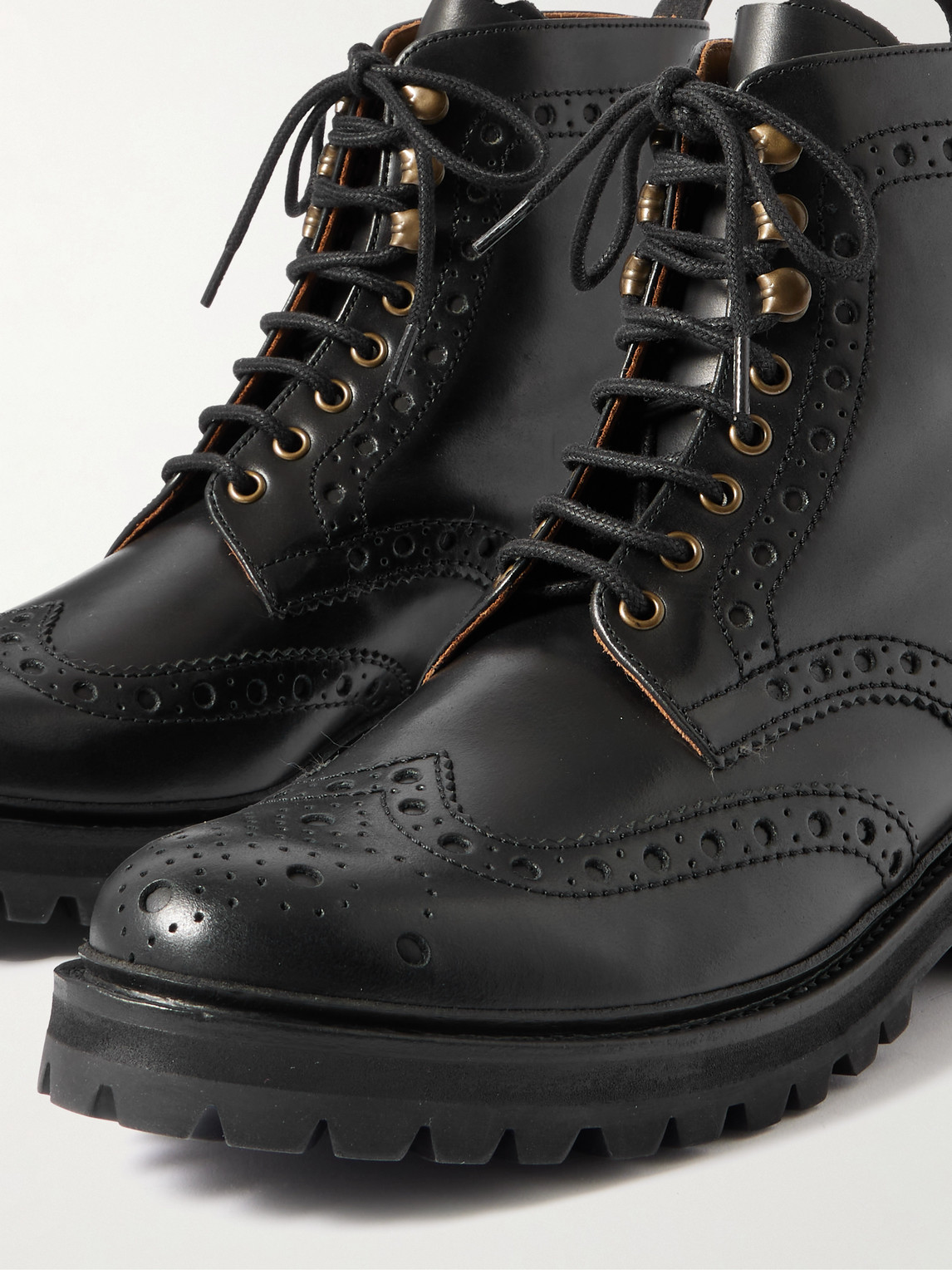 GRENSON FRED LEATHER BROGUE BOOTS