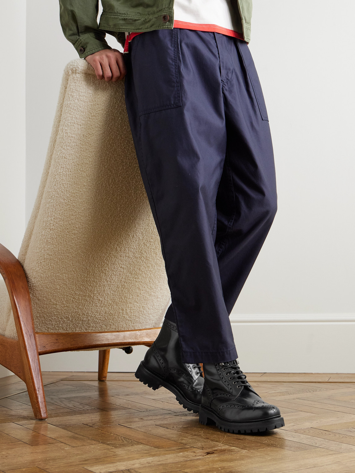 GRENSON FRED LEATHER BROGUE BOOTS