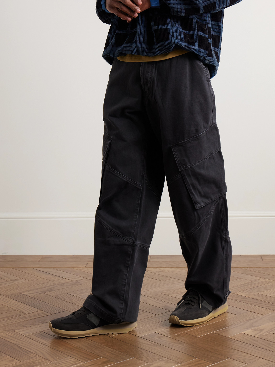 Visvim Fkt Runner Suede-trimmed Canvas Sneakers In Black
