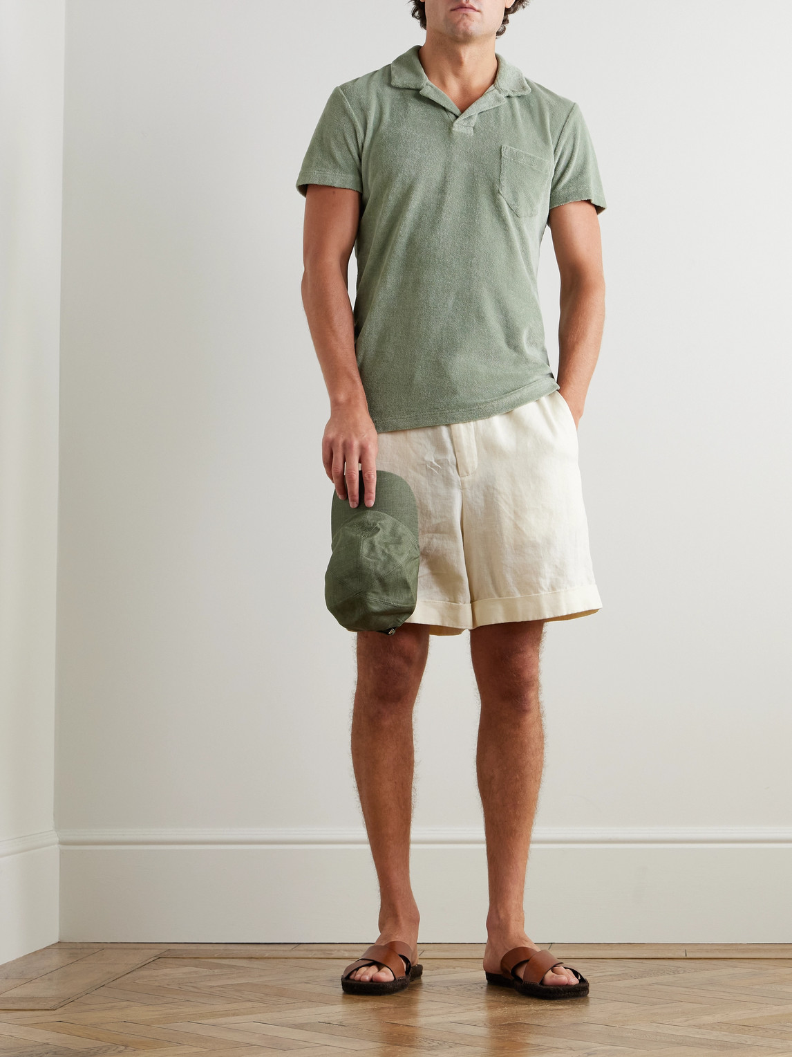 Orlebar Brown 007 Cotton-terry Polo Shirt In Green