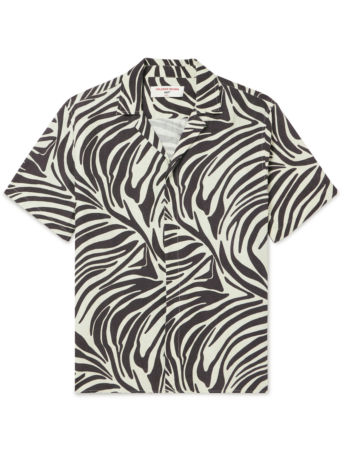 Orlebar Brown 007 Camp-collar Zebra-print Linen Shirt In Animal Print