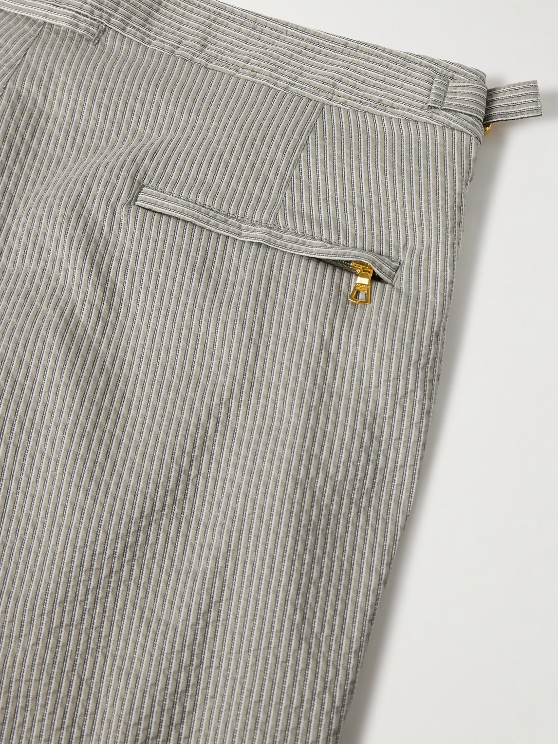  Orlebar Brown - Bulldog Straight-leg Mid-length Striped Seersucker Swim Shorts - Men - Gray - Uk/us 32 