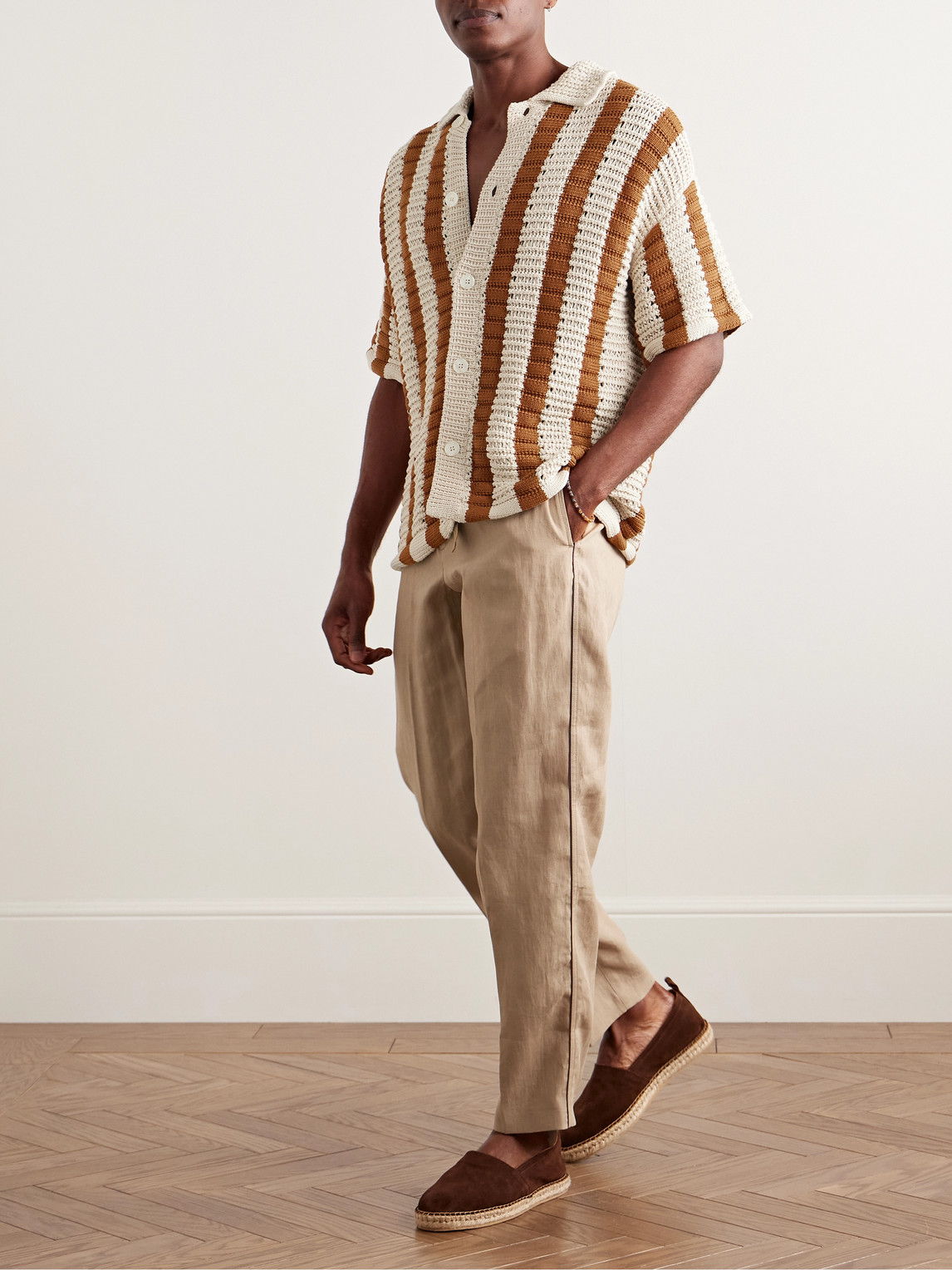 ORLEBAR BROWN ALEX TAPERED LINEN DRAWSTRING TROUSERS