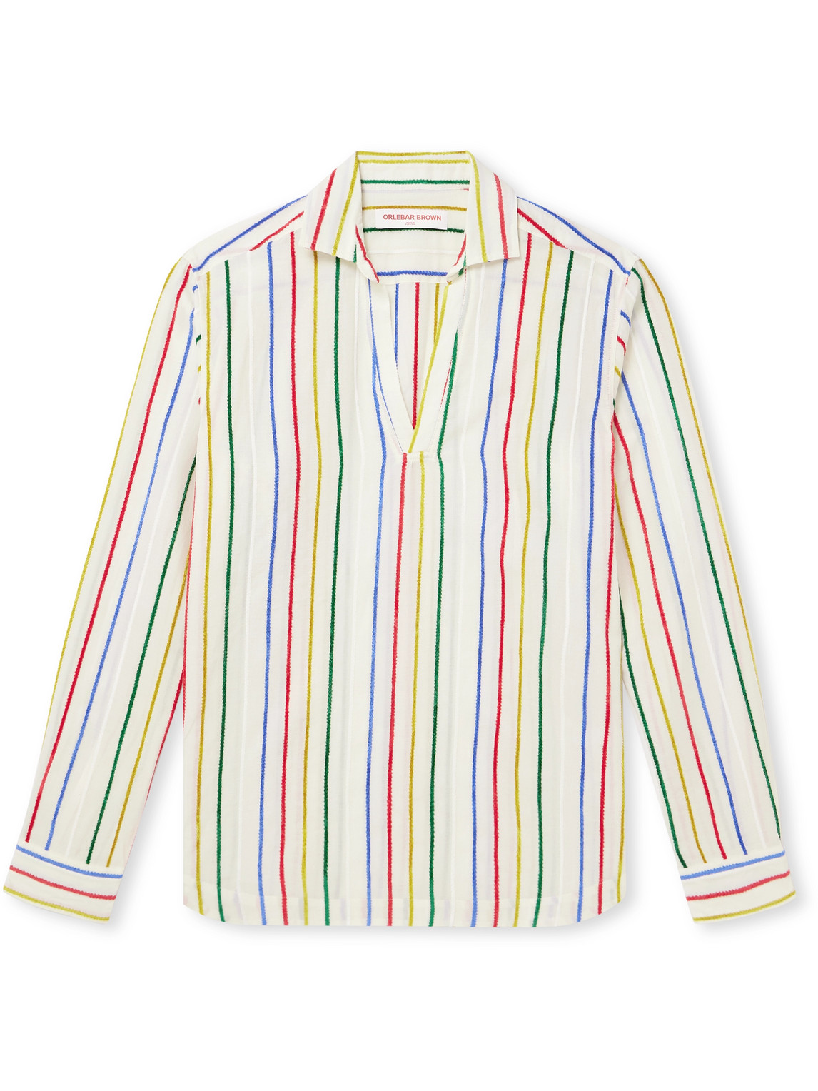 Orlebar Brown Ridley Chenille-trimmed Cotton-blend Voile Shirt In Multi