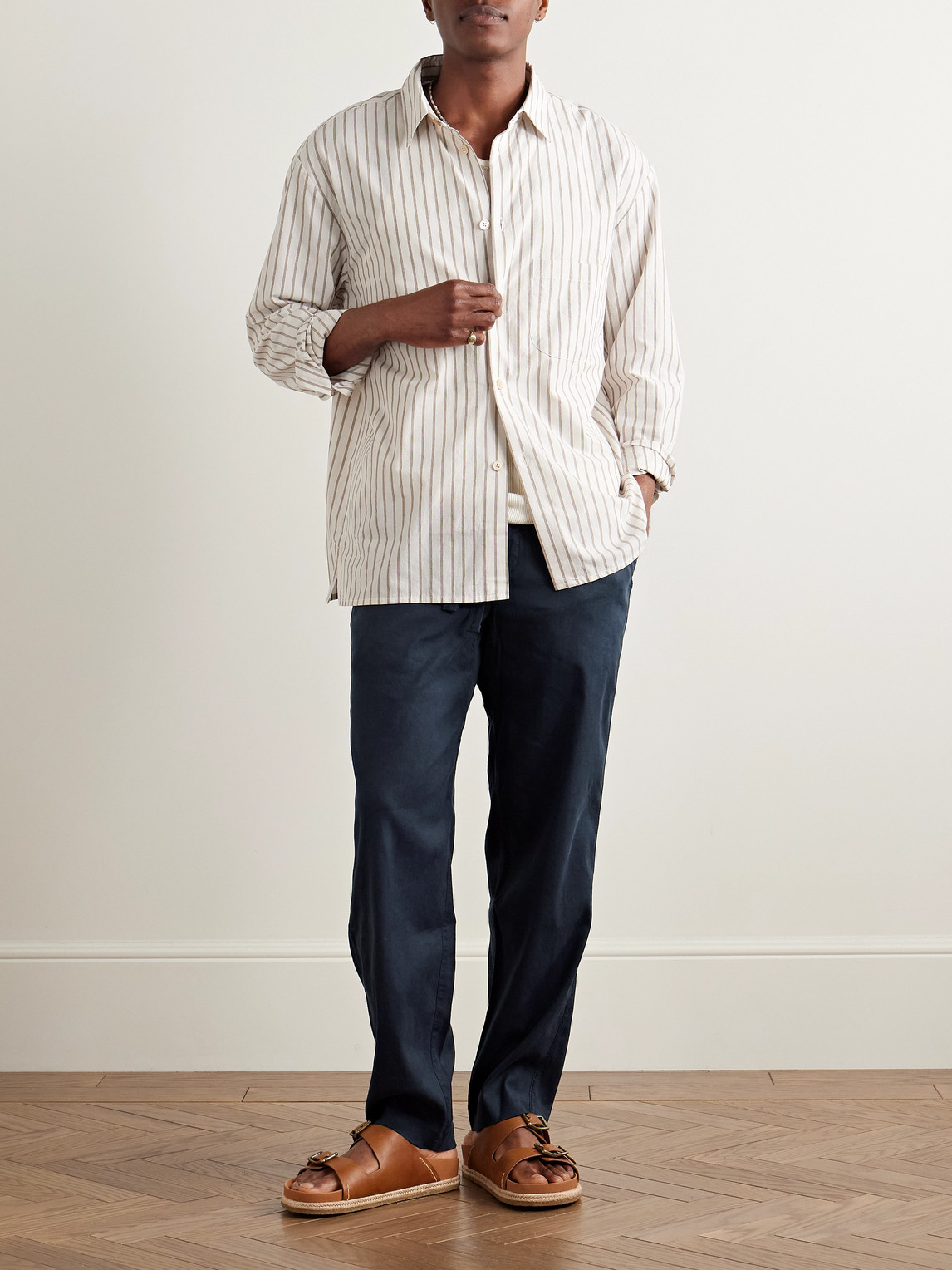 ORLEBAR BROWN ALEX SLIM-FIT STRETCH LINEN AND LYOCELL-BLEND DRAWSTRING TROUSERS