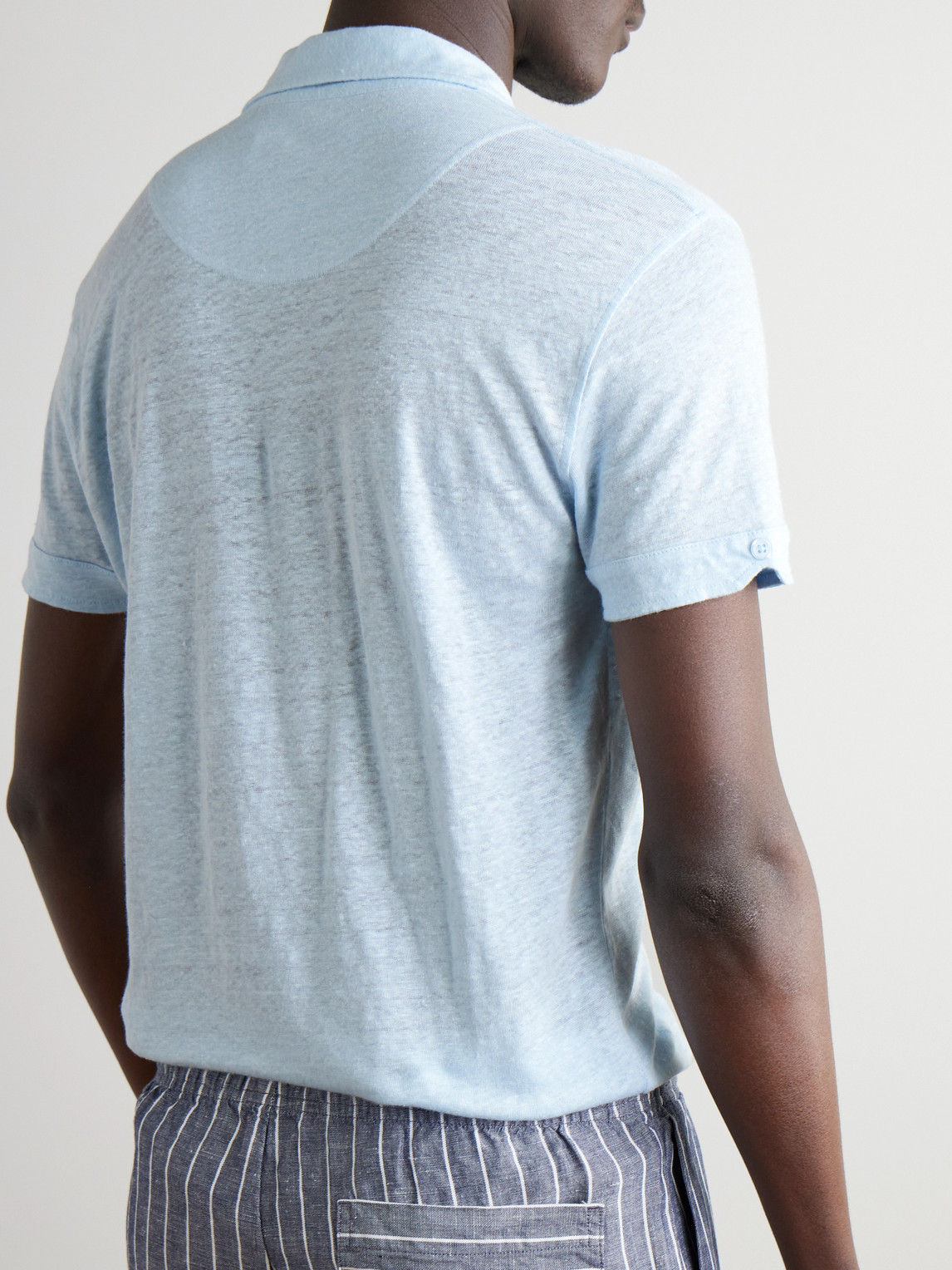 Orlebar Brown Sebastian Linen-jersey Polo Shirt In Blue