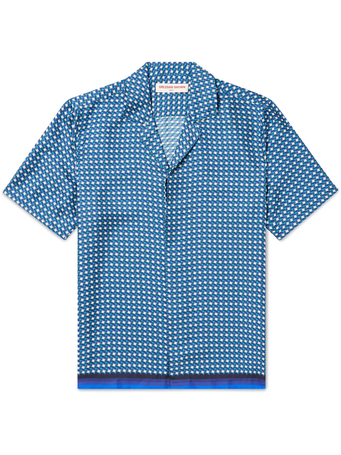 Orlebar Brown Maitan Camp-collar Printed Silk-twill Shirt In Blue