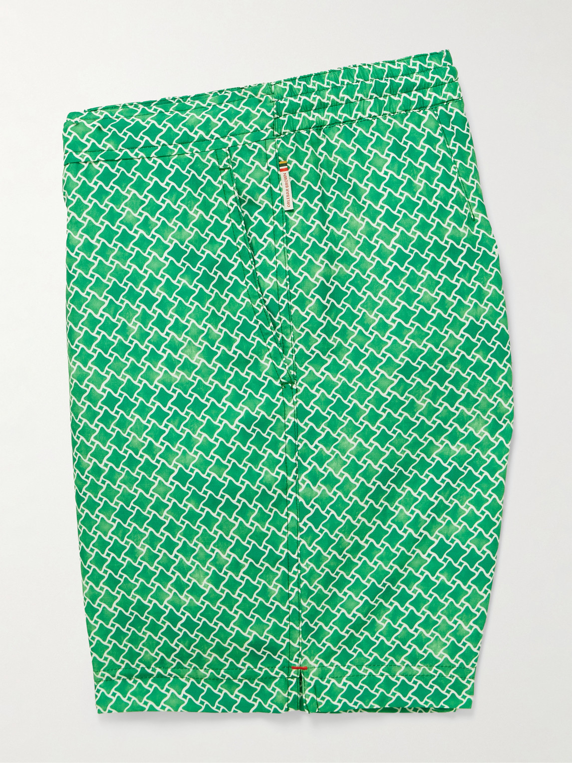 Orlebar Brown Standard Slim-fit Straight-leg Mid-length Printed Swim Shorts In Green