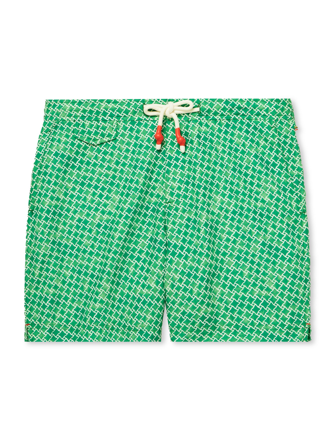 Orlebar Brown Standard Slim-fit Straight-leg Mid-length Printed Swim Shorts In Green