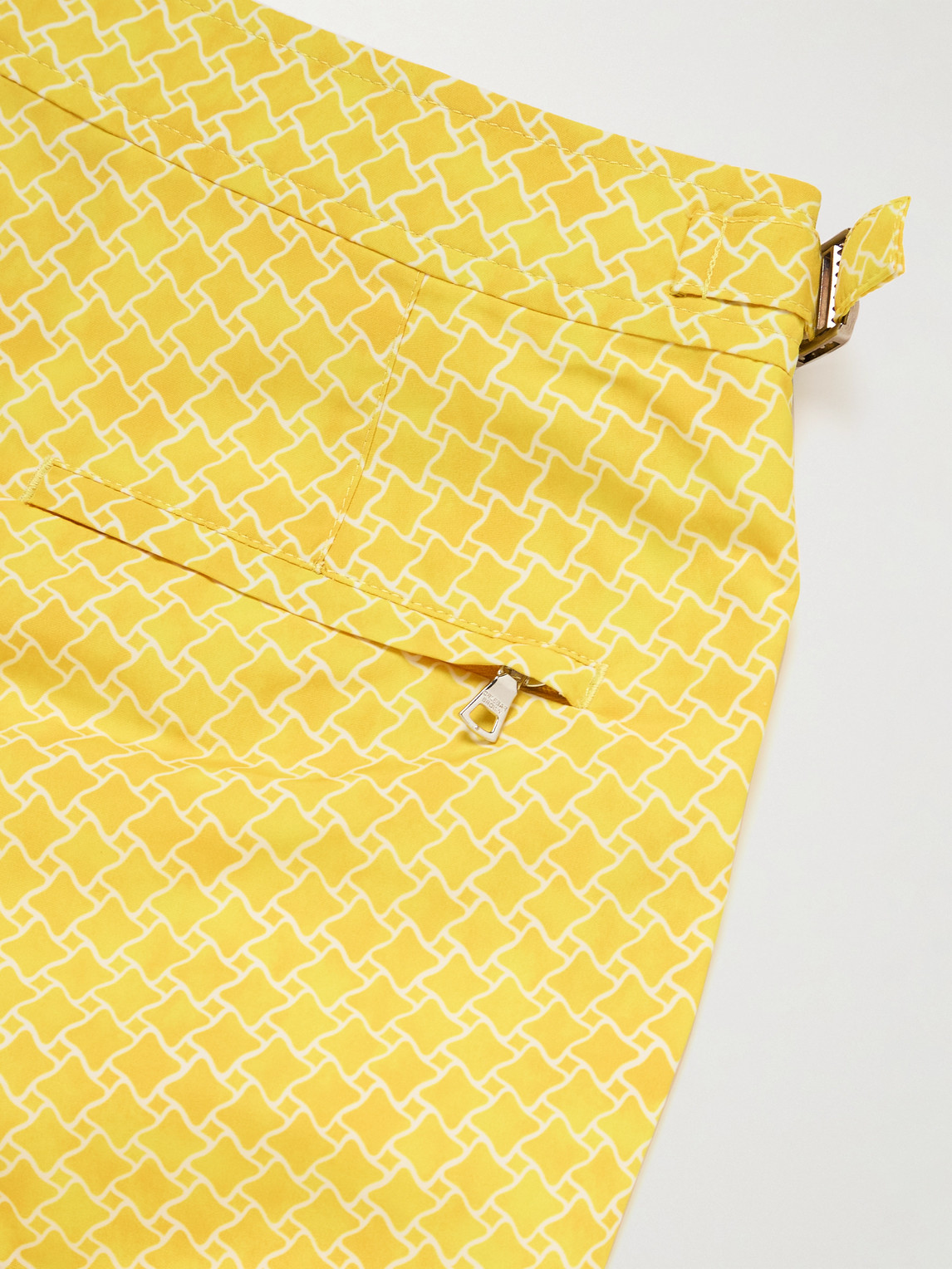 Orlebar Brown Setter Slim-fit Mid-length Printed Recycled Swim Shorts In Yellow