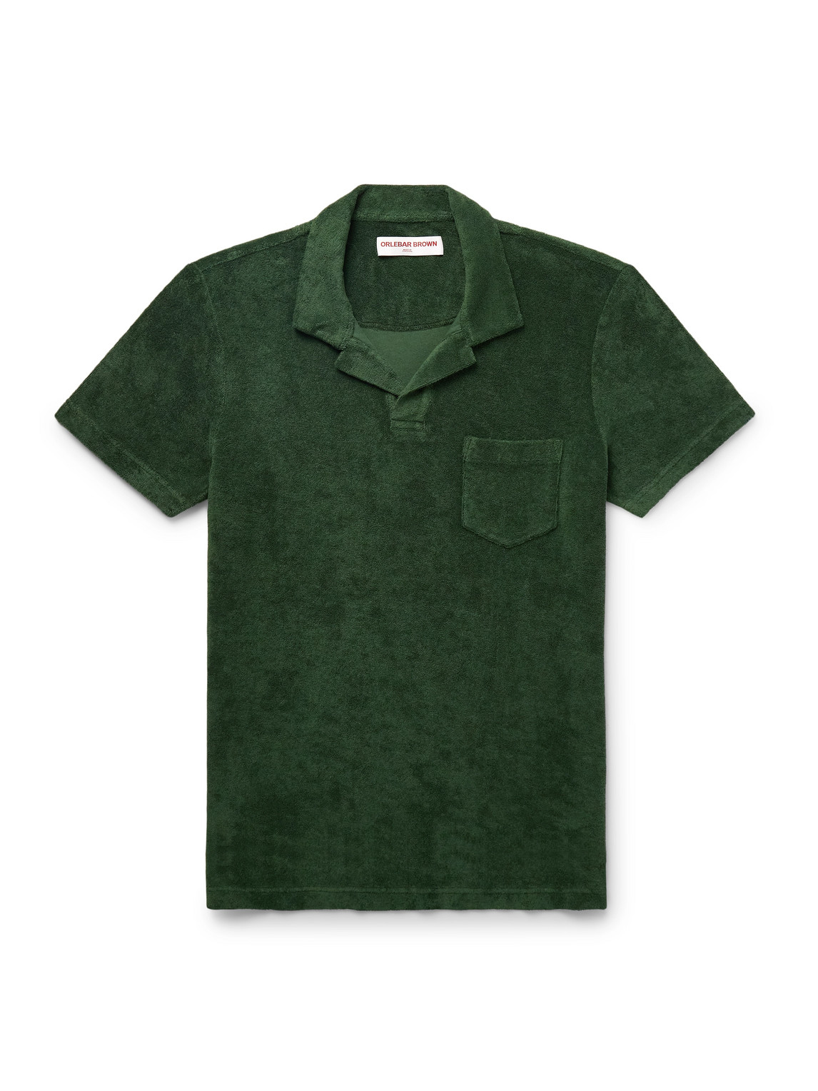 Orlebar Brown Camp-collar Cotton-terry Polo Shirt In Green