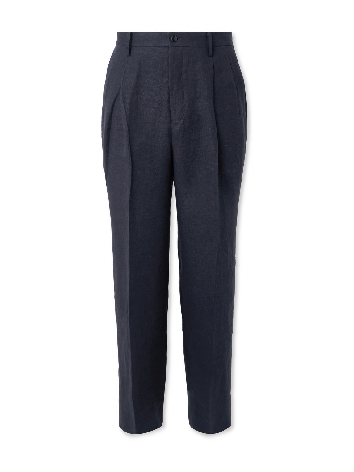 Kaptain Sunshine Shoecut Slacks Straight-leg Pleated Linen And Silk-blend Suit Trousers In Blue
