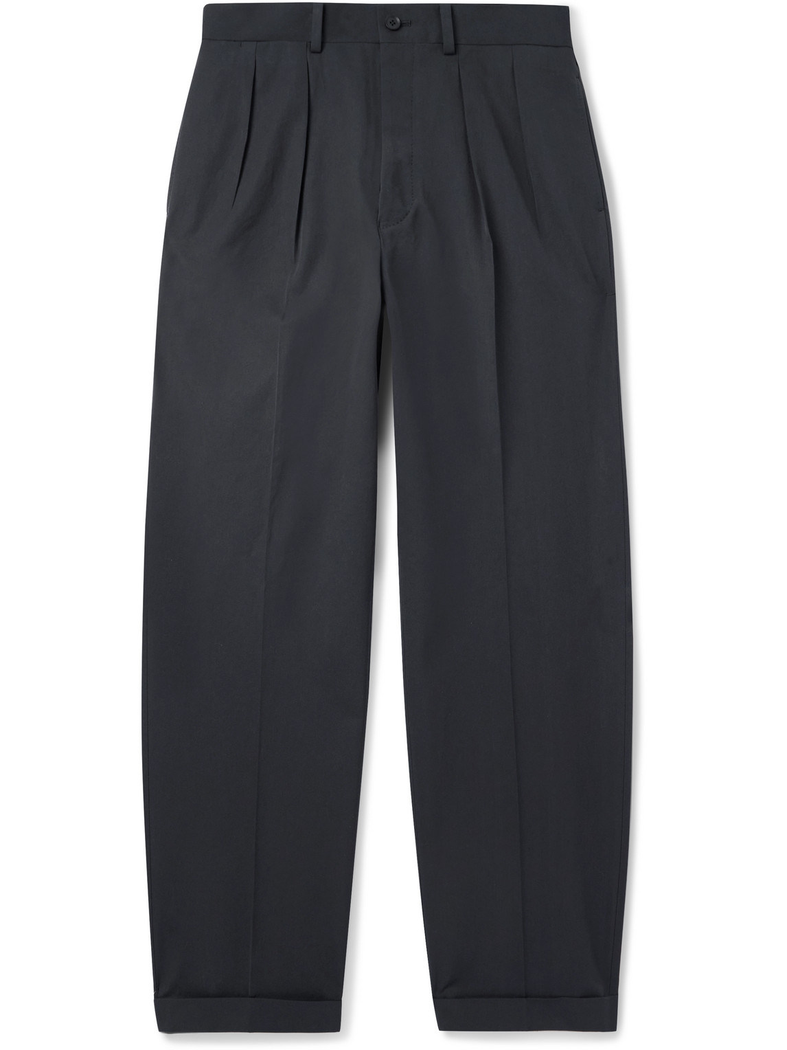 Kaptain Sunshine Straight-leg Pleated Cotton-gabardine Trousers In Blue