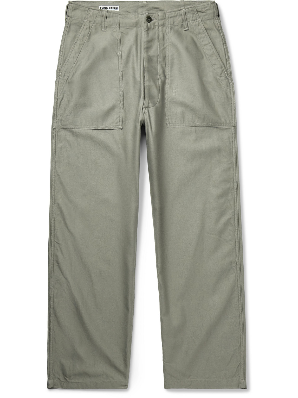 Kaptain Sunshine Baker Straight-leg Cotton Trousers In Green