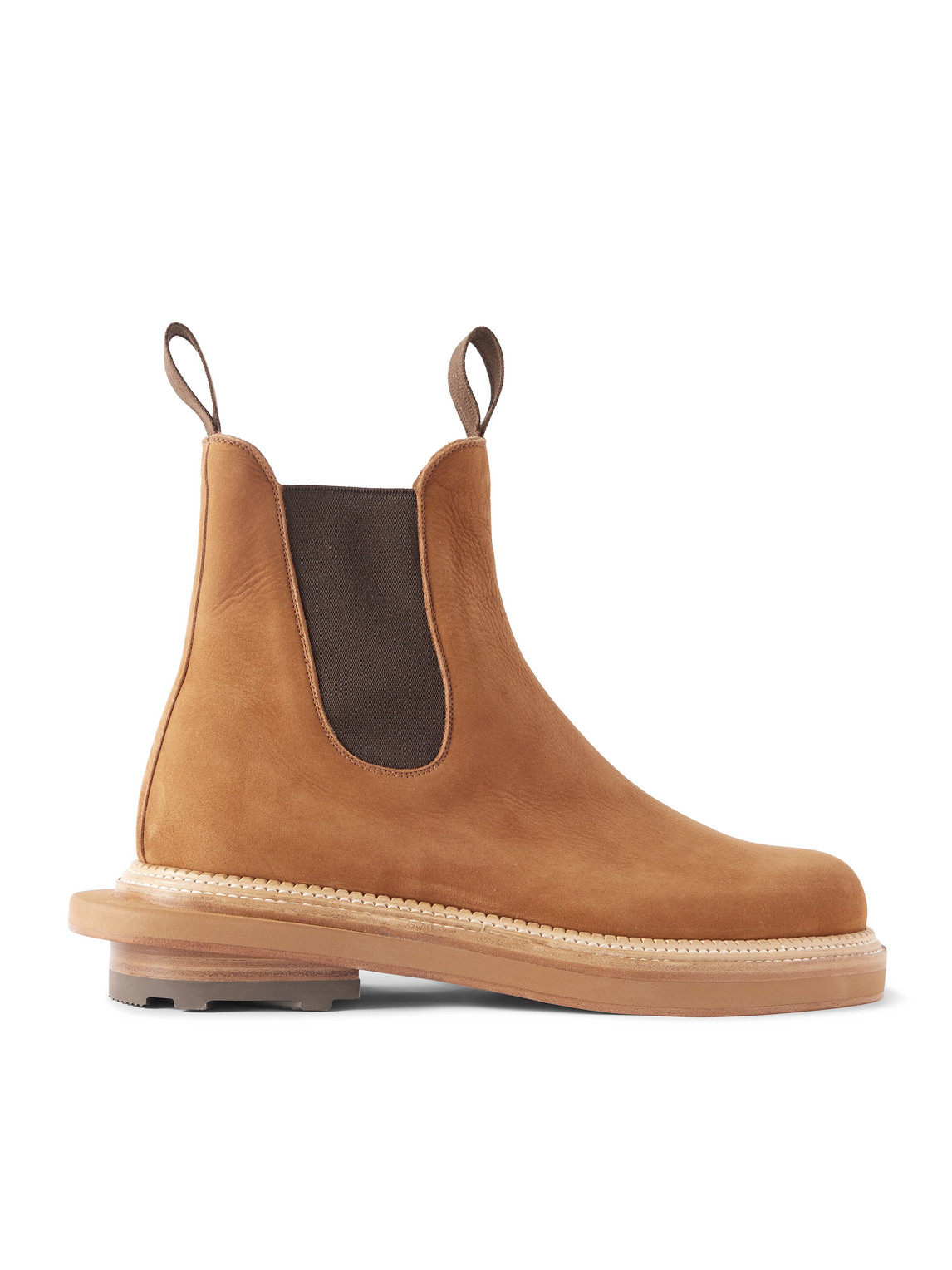 Jm Weston Sacai Nubuck Chelsea Boots In Brown