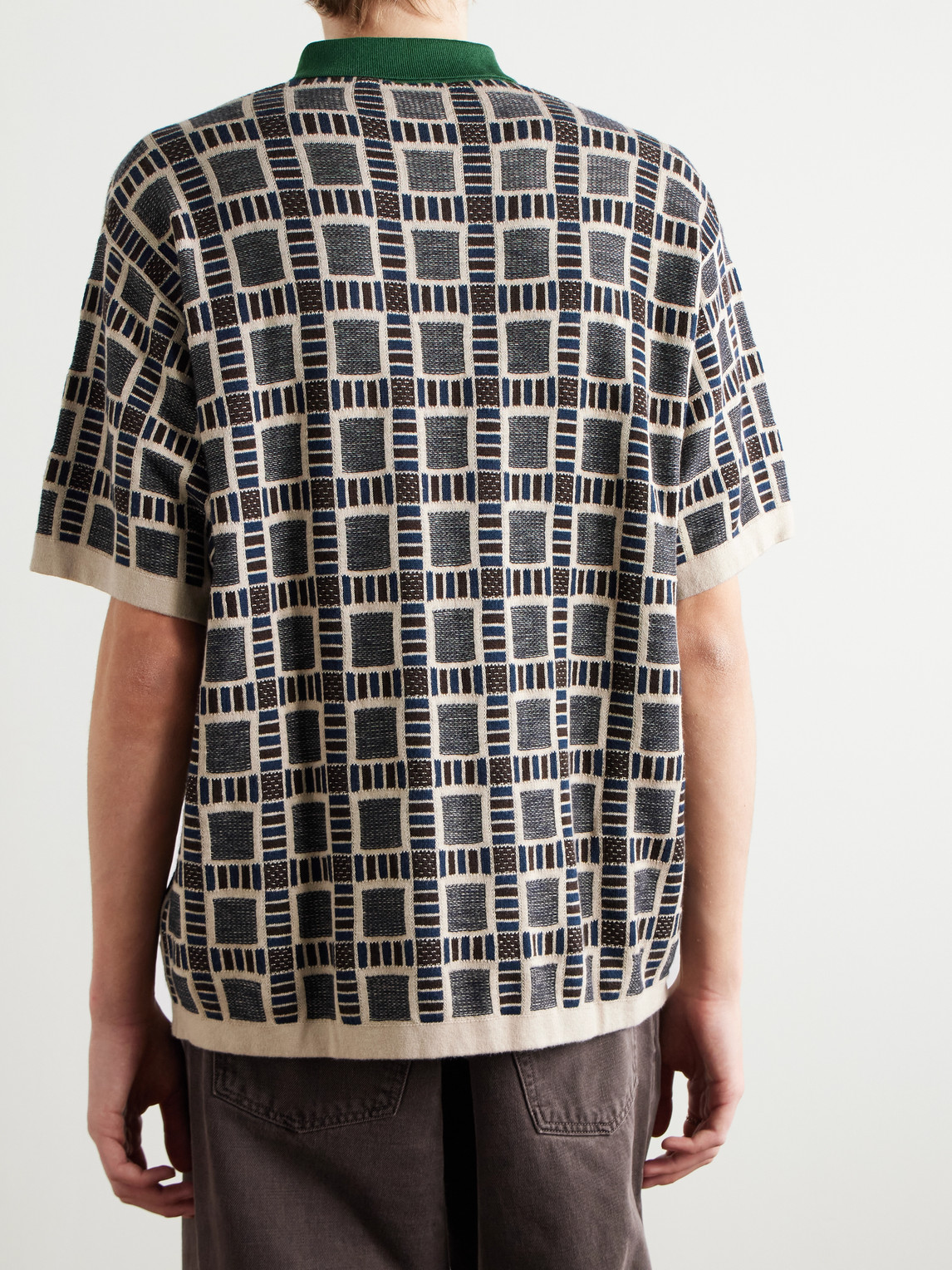 Shop Adidas Originals Brain Dead Logo-embroidered Jacquard-knit Cotton-blend Polo Shirt