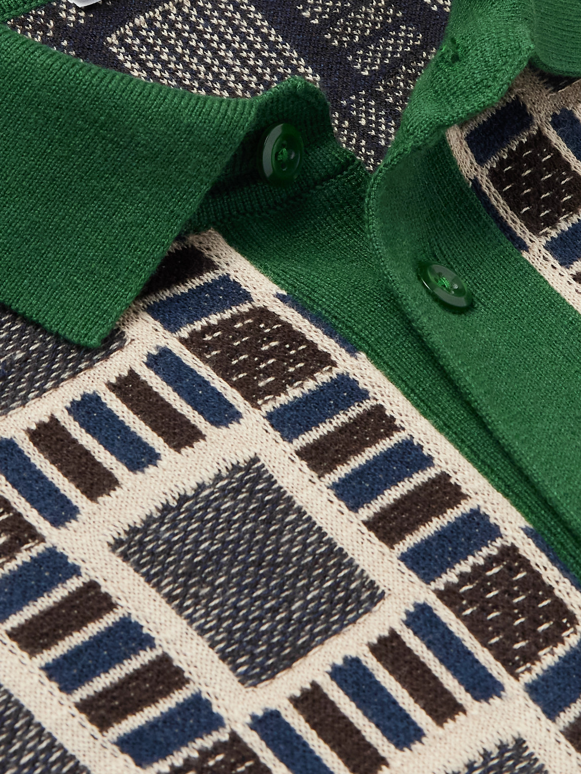 Shop Adidas Originals Brain Dead Logo-embroidered Jacquard-knit Cotton-blend Polo Shirt