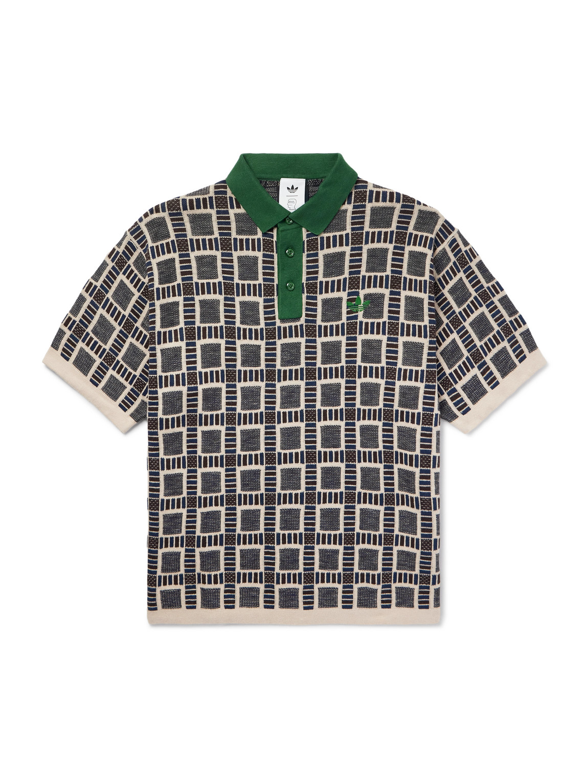 Shop Adidas Originals Brain Dead Logo-embroidered Jacquard-knit Cotton-blend Polo Shirt