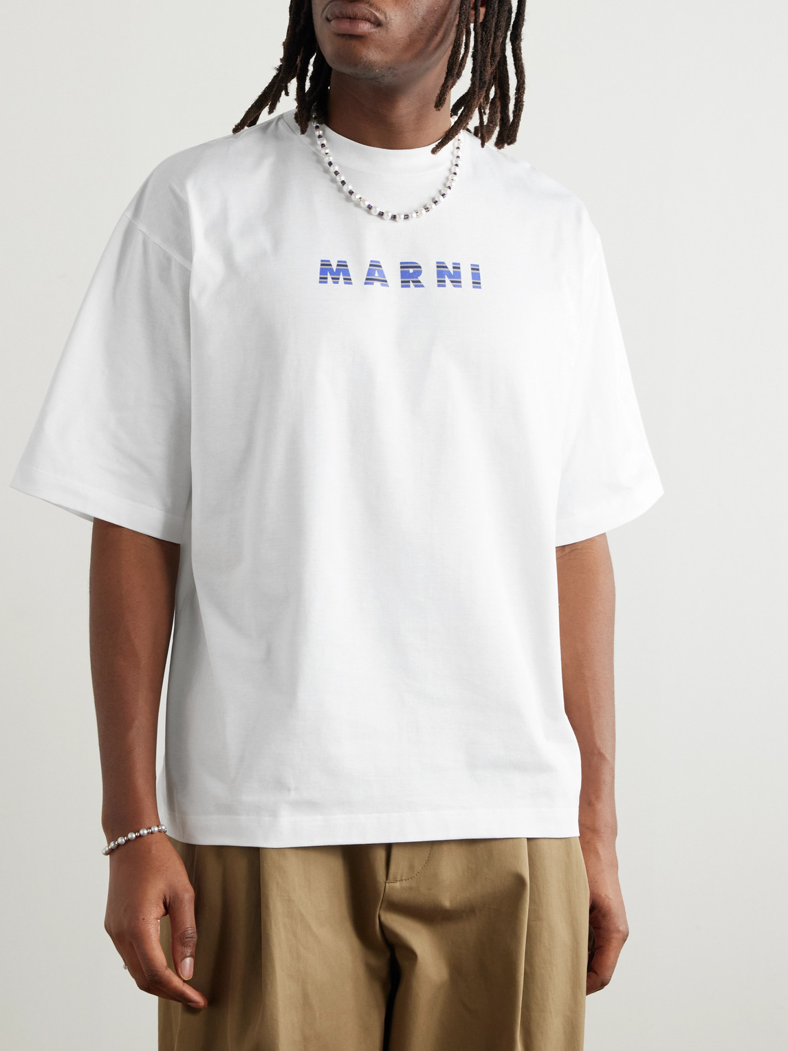 Shop Marni Logo-print Cotton-jersey T-shirt In White