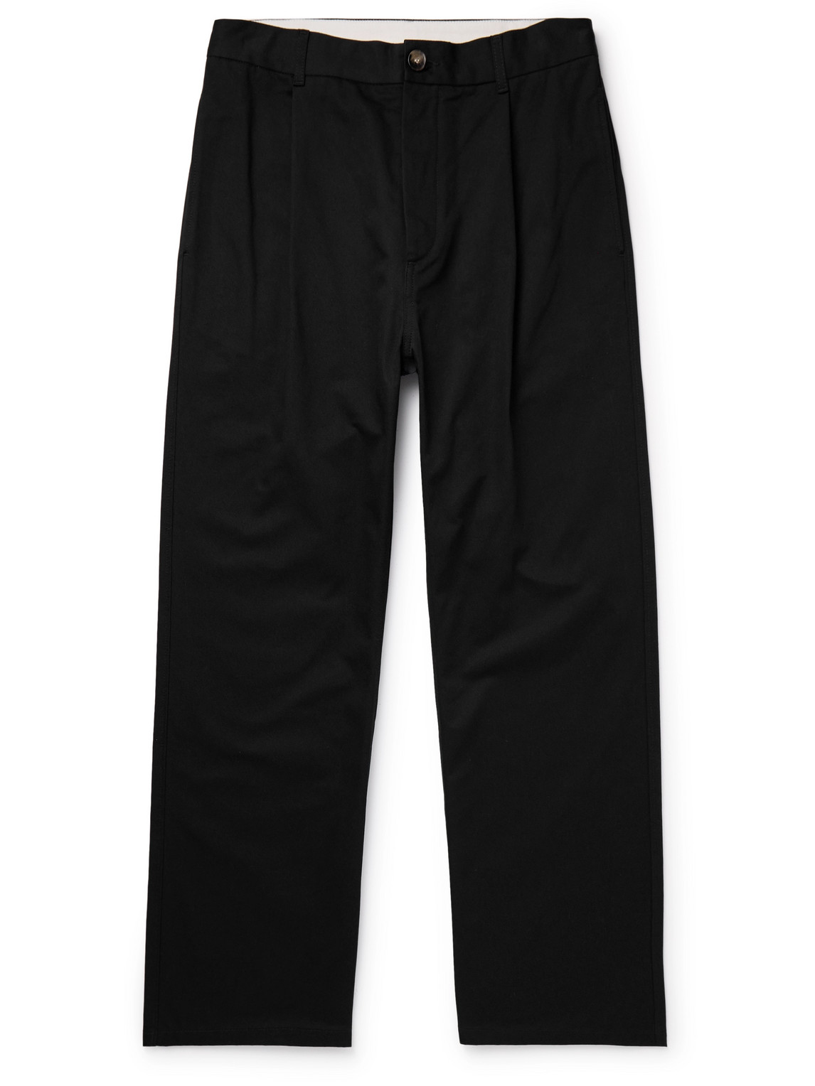 Marni Straight-leg Pleated Cotton-gabardine Trousers In Black