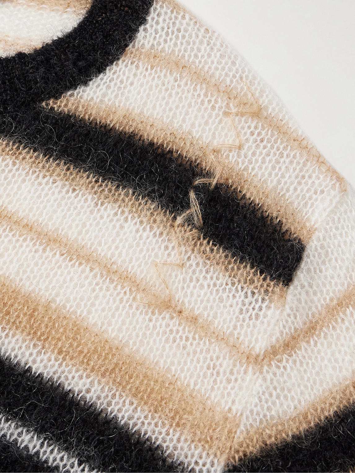 Shop Marni Logo-embroidered Striped Brushed Mohair-blend Sweater In Orange