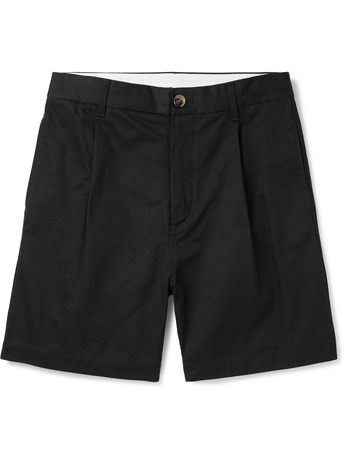 Marni Wide-leg Pleated Cotton-gabardine Shorts In Black