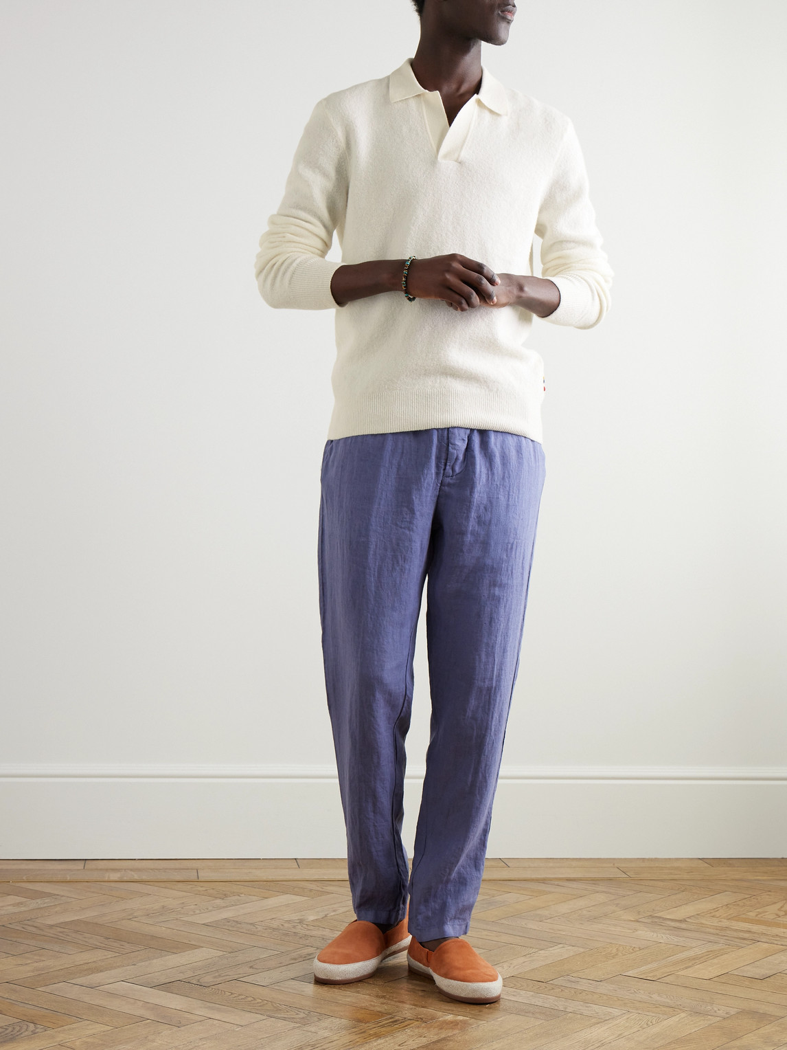 ORLEBAR BROWN WINSLOW OPEN-COLLAR WOOL-BLEND BOUCLÉ POLO SHIRT