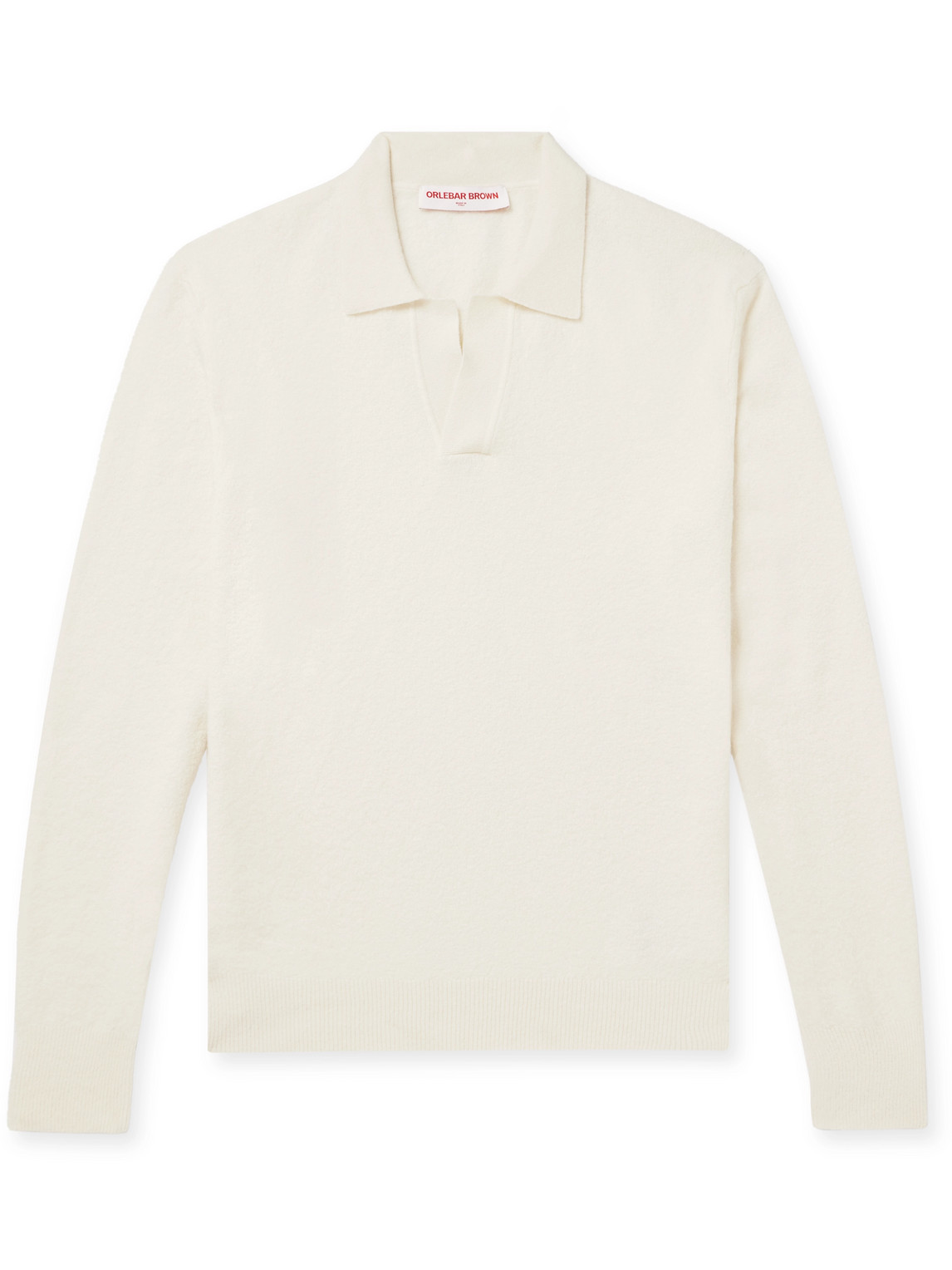 Orlebar Brown Winslow Open-collar Wool-blend Bouclé Polo Shirt In Neutrals